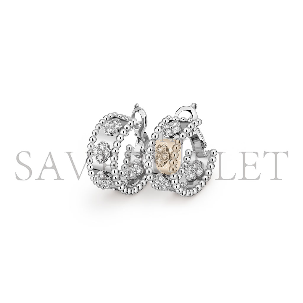 V*N CL*F arpels perlÉe clovers hoop earrings vcaro2ml00